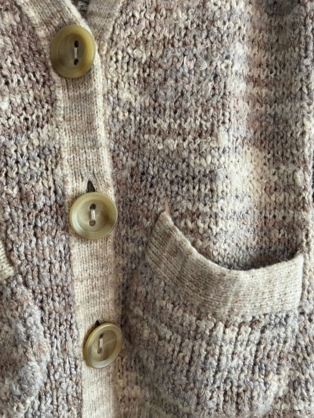 Free People Tan and Gray Variegated V-Neck Cardigan Size XS